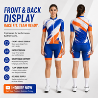 Conjunto de Jersey de Ciclismo para Mujer OEM, Manga Corta, Cierre Completo, Camiseta y Pantalones Cortos para Bicicleta de Carretera con Número de Equipo y Logotipo Personalizado, Venta al Por Mayor