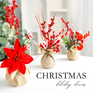 Nouvelles décorations de mini-sapins de Noël, plantes artificielles en pot, arrangement de scène en métal pour fêtes de fin d'année, décorations de bureau - Product Image 2