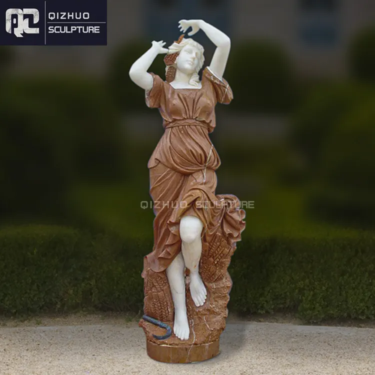 Life Size Hand Carving Stone Garden Female Lady Sculpture Marble Figure Statue