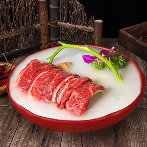 Plato de carne de res estilo montaña salvaje para hot pot, plato creativo y único de melamina para hot pot con hielo seco, carne de res con doble pimienta - Product Image 1