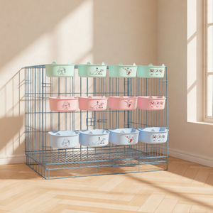 Ensemble de gamelles pour animaux de compagnie en plastique, imprimé animal, rondes, suspendues, pour l'alimentation et l'eau, pour chien, chat, utilisation en cage - Product Image 1