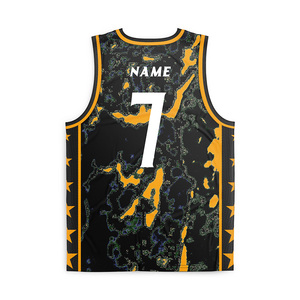 Maillot de basketball respirant en maille avec motif camouflage abstrait noir et or 2026, débardeur de sport doux et décontracté sans manches pour adulte - Product Image 2