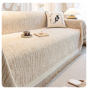 Housse de <span class=keywords><strong>canapé</strong></span> en chenille élastique et respectueuse de la peau, lavable, douce et respirante, rayée, de couleur unie <span class=keywords><strong>pour</strong></span> canapés - Product Image 2