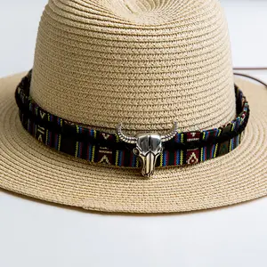 Bandeau plat en feutre fait à la main, 1 pièce, accessoire de chapeau en forme de grande tête de vache, décoration avec un cowboy