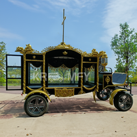 Remorque funéraire électrique noire populaire à 4 roues, véhicule de transport spécial double usage pour cercueil et charrette funéraire