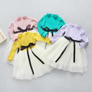 Nuevo Vestido de Punto de Manga Larga para Niñas, Estilo Tutú, Tendencia Otoño 2017 - Product Image 1