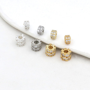 <b>Copper</b> Zircon Spacer Beads Square 18K Gold Plated For <b>Bracelet</b> Making 055 - Product Image 3