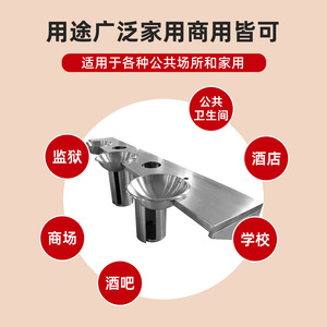 304 Stainless Steel Pedestal Sink Rectangular <b>Basin</b> <b>Round</b> Bowl Floor Mounted Easy Clean Bathroom Sink - Product Image 2