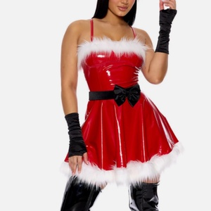 ชุดคริสต์มาสลำลองสำหรับผู้หญิง ระบายอากาศได้ดี เป็นมิตรกับสิ่งแวดล้อม ผลิตจาก PU 100% แบบพันอก ความยาวปานกลาง ลายเรียบ ตกแต่งลายปะติดปะต่อ ดีไซน์แบบทอ เหมาะสำหรับงานปาร์ตี้ - Product Image 1