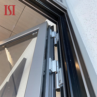 Ventana abatible de vidrio de aluminio de diseño moderno de marca superior a prueba de viento y térmica con puerta abatible y ventana exterior Nuevo diseño