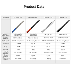 Ba phần dày thép không gỉ Ngăn kéo trượt thủy lực đệm giảm xóc đường sắt câm ngoài trời Tủ RV phòng tập thể dục căn hộ hội trường - Product Image 2