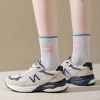 Chaussettes mi-mollet en coton épais pour femme, antibactériennes, sans couture, décontractées, automne, à motif imprimé, désodorisantes, absorbant la transpiration, usage quotidien