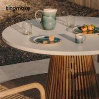Ensemble de meubles de patio en teck de haute qualité, table basse en béton renforcé de fibres de verre pour restaurant, patio