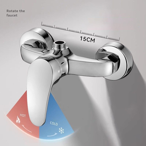 Robinet de douche mural en alliage de zinc chromé, robinet de baignoire, robinet de mélange pour baignoire et douche - Product Image 3