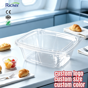 Boîte à emporter transparente en PE pour Poke Bowl, avec couvercle sécurisé, personnalisable avec logo imprimé offset pour poisson cru <span class=keywords><strong>hawaïen</strong></span> et riz rapide - Product Image 1