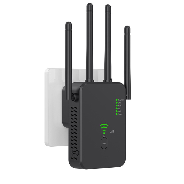WiFi Repeater signal Amplifier 1200Mbps Gigabit Wireless Router AC Dual Band 2.4G&5G Anti-interference Easy Wall Penetration