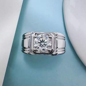 <span class=keywords><strong>Bague</strong></span> de mariage en moissanite à quatre griffes pour homme Offre Spéciale en argent sterling plaqué <span class=keywords><strong>or</strong></span> à la mode - Product Image 1