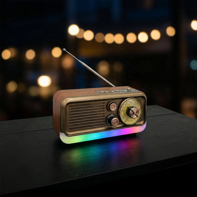 ELETREE NS-7221BT Retro BT Speaker FM AM SW Radio with RGB Light USB TF Player Portable Vintage Wireless Radio Speaker