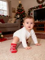 Chaussettes pour bébé de 0 à 3 ans, motif arbre de Noël et Père Noël, chaussettes en polaire corail épaisses, chaussettes d'hiver confortables pour l'intérieur