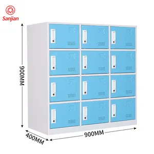 Customized blue color new design 12 doors small size storage cabine for office storage stainless steel cupboard price