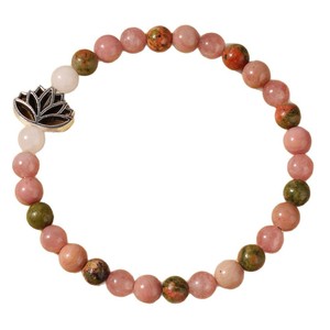 Bracelet en perles de quartz rose pour femme, style bohème, pierre naturelle, forme de fleur, à porter au quotidien, protection, bijoux d'aura - Product Image 4