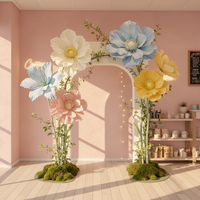 Fleur artificielle en papier crépon style printemps avec support, faite à la main, géante, en forme de coquelicot, pour décoration extérieure de mariage