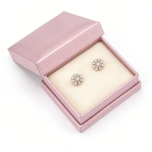 Jewelry <b>Packaging</b> Leatherette Lid and Base Earring Box with Custom Earring Insert Logo <b>Printing</b> <b>Service</b> Factory Direct Wholesale - Product Image 1