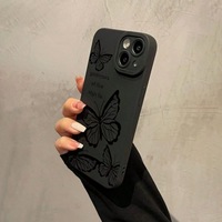 Coque de Téléphone Mobile Anti-Choc en TPU Style Échelle et Lentille avec Imprimé Lettre Papillon Noir pour iPhone Xr Xs 11 12 13 14 15 16 Pro Max