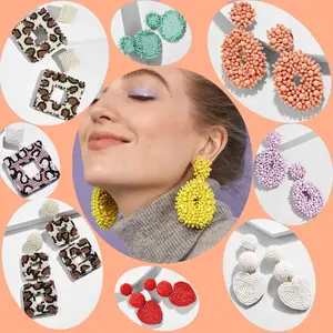 Diezi — boucles d'oreilles pampilles, bijou pour femme, fait main, graine perlée frange, forme géométrique, idéal pour le mariage, vente en gros, 2019