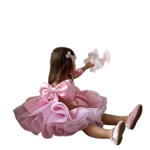 <span class=keywords><strong>Robe</strong></span> de <span class=keywords><strong>princesse</strong></span> en tulle <span class=keywords><strong>rose</strong></span> scintillant pour hôtesse de 2 à 10 ans, idéale pour récital de piano et fête d'anniversaire, avec jupe superposée à sequins - Product Image 6