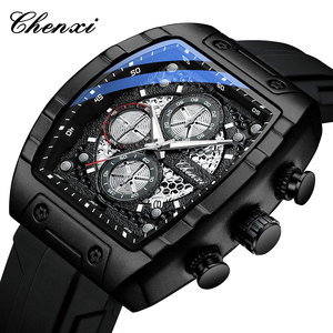 Montre chronographe à quartz de luxe pour homme CHENXI 941, étanche, bracelet en silicone, affichage analogique, 43 mm, tonneau <span class=keywords><strong>Chenlong</strong></span> - Product Image 1