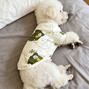 Ropa para mascotas con estampado de animales, camiseta de poliéster para perros Bichon Frise, diseño de dinosaurio estrella para las cuatro estaciones - Product Image 3