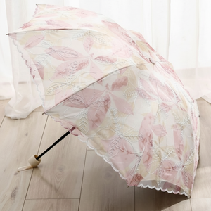 Parasole per protezione solare con foglie ricamate in pizzo con ombrelli e basi - Product Image 1