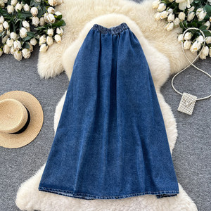 Gonna da <span class=keywords><strong>donna</strong></span> primaverile in seta artistica coreana retrò, stile cowboy, semplice, per il commuting, a vita alta, sottile, a trapezio - Product Image 5