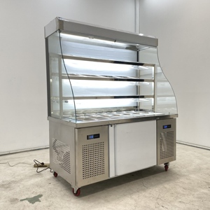 ตู้แช่อาหารแบบบานเลื่อนกระจกสั่งทำพิเศษสำหรับ OEM พร้อมถาดอะคริลิค ไม้เสียบ และฐานเก็บของสำหรับเตรียมอาหาร - Product Image 2