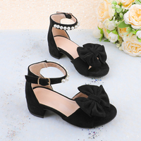 Nouvelles sandales plates à talons hauts avec nœud pour filles OEM/2026 – Chaussures habillées à bride réglable pour fête, anniversaire, mariage, école – Printemps-Été