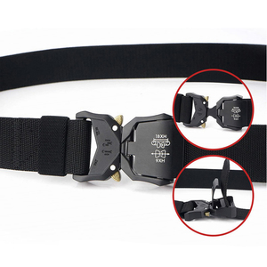 3,8 cm de ancho nueva hebilla de aleación de aluminio al aire libre táctico Nylon hombres elástico ligero cinturón pantalones Fans ropa de trabajo Cargo cinturón negro - Product Image 3