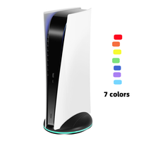 Base de dissipation thermique 2-en-1 pour PS5, support de console de jeu LED 7 couleurs, support vertical pour PS5 version disque/numérique