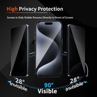 Protection d'écran anti-espion pour iPhone 15 16 Plus/iPhone 15 16 Pro Max [6,7 pouces] – Lot de 3 films en verre trempé pour confidentialité