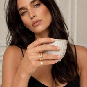 Anillo Colgante Dreamshow <span class=keywords><strong>de</strong></span> Acero Inoxidable 316L Chapado en Oro con Circonita y Perla, Joyería <span class=keywords><strong>de</strong></span> Moda, Talla Fija, Regalo para Mujer - Product Image 2
