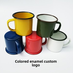 Wholesale 12oz 350ml Eco-Friendly Enamel Cups Custom Enamel for <strong>Mugs</strong> Orange Red Yellow Blue 8cm <strong>Tin</strong> Enamelled Camp Coffee Cups - Product Image 3