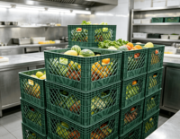 Caisse à lait en plastique robuste et pliable de 24 quarts, motif camouflage, empilable et ventilée, pour centre de distribution logistique