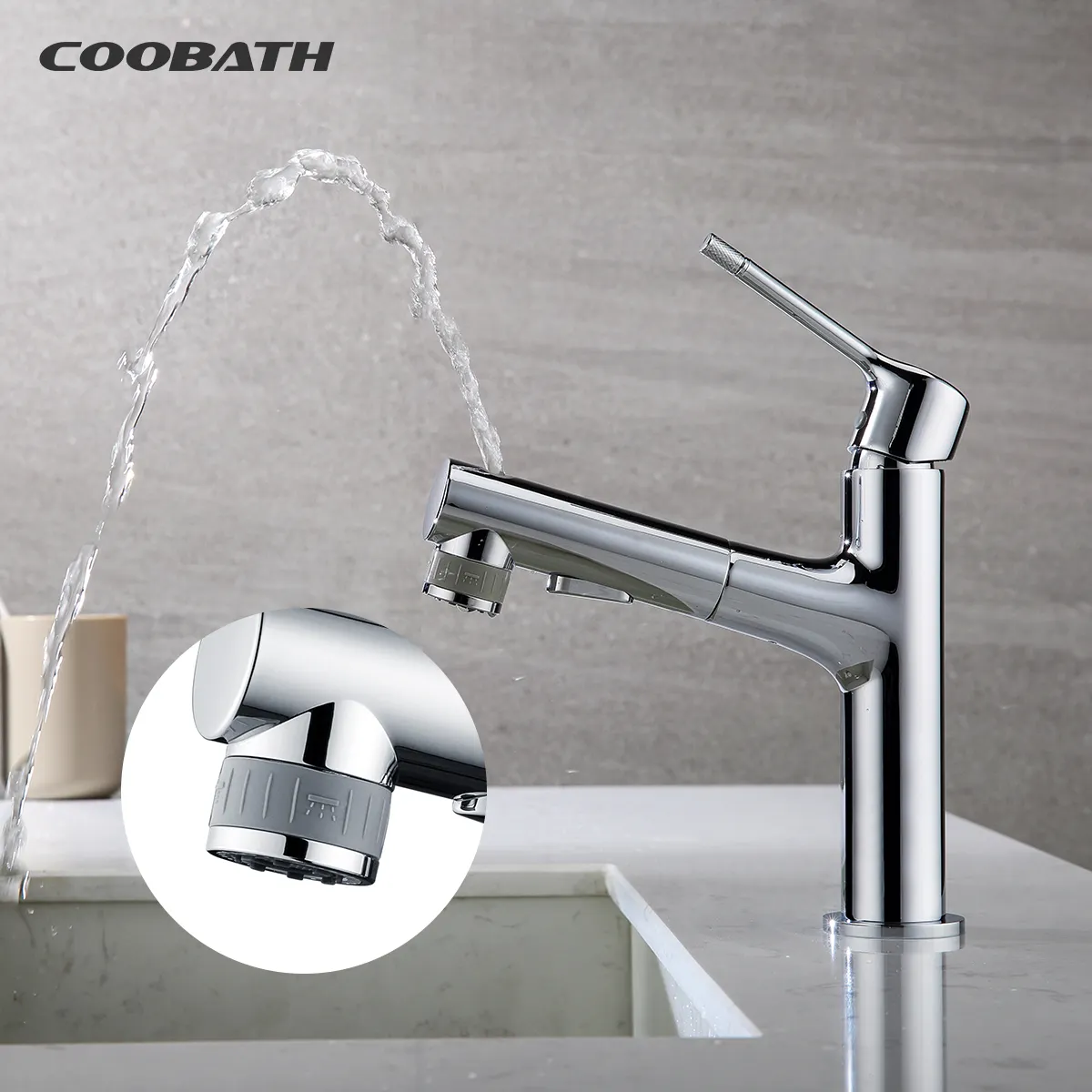 Chất lượng cao phòng tắm thiết bị vệ sinh boong mounted Brass Mixer tap xử lý duy nhất rửa lưu vực vòi kéo xuống