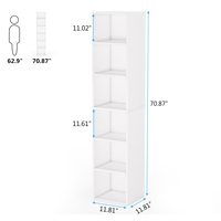 FANYIGE OEM Personnalisé, Bibliothèque Moderne Blanche en MDF de 70,9 Pouces de Haut, Étroite, avec 6 Niveaux Ajustables, Présentoir Cube, Coiffeuse
