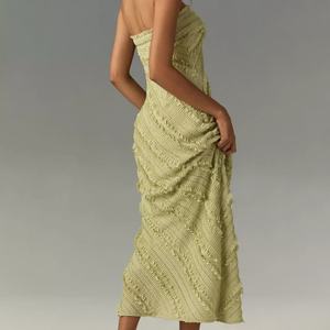 Vestido Midi Casual de Verano Endless Rose sin Tirantes con Estampado Floral, Columna de Piel Sintética con Encaje Bordado y Diseño Hueco, Largo Maxi ODM - Product Image 2