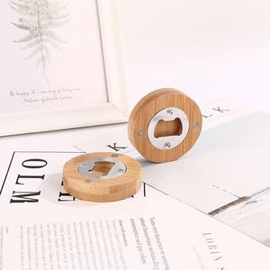 Imán Personalizado para Refrigerador YS377, Forma Redonda, Abridor Magnético de Madera Maciza, Abridor de Botellas de Cerveza de Bambú - Product Image 6