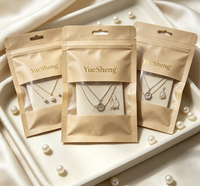 Petite pochette en papier kraft pour bijoux et aliments avec fenêtre transparente, fermeture éclair refermable, trois côtés scellés, prête à offrir, vente en gros, OEM
