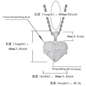 Hip Hop Cubic Zirconia Latón chapado en oro Bling Iced Out Melting Heart Lover colgante collares para Mujeres Hombres rapero fiesta joyería - Product Image 2