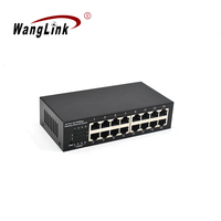 Mini Switch Ethernet de 16 Puertos 10/100Mbps Sin Administración, Carcasa Metálica, Plug and Play, Montaje en Pared o Escritorio, Hub de Red