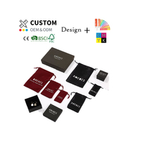 Boîte à bijoux en papier rigide 2 pièces personnalisée avec sac de pochette pour boucles d'oreilles avec cordon de serrage en velours pour l'emballage de bijoux bague bracelet collier